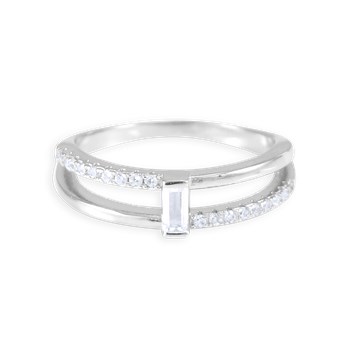 Ring in gerhodineerd 925 zilver met zirkoonoxiden