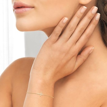 Bracelet croix sertie d'oxydes de zirconiums clos Plaqué OR 750 3 microns