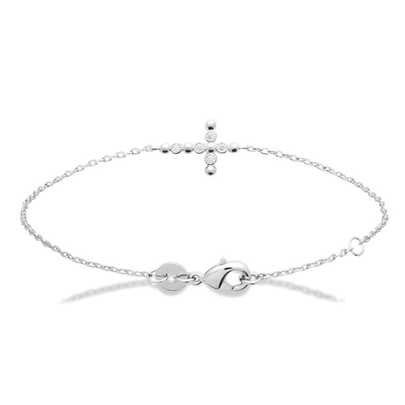 Bracelet croix sertie d'oxydes de zirconiums clos Argent 925 Rhodié