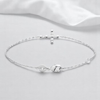 Bracelet croix sertie d'oxydes de zirconiums clos Argent 925 Rhodié