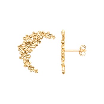 Boucles d'oreilles croissant lunaire de fleurs Plaqué OR 750 3 microns