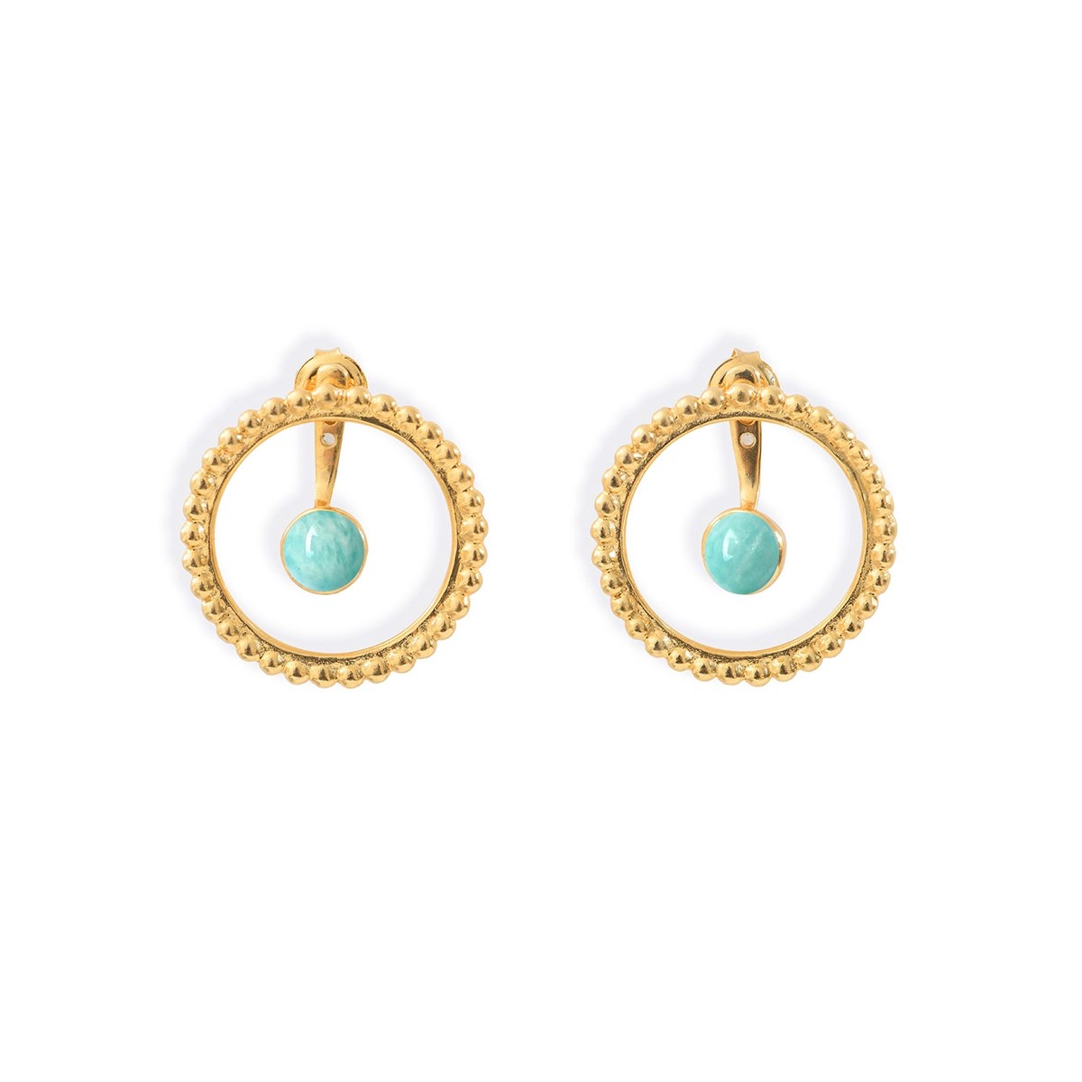 Boucles Cercles De Perles et Amazonite