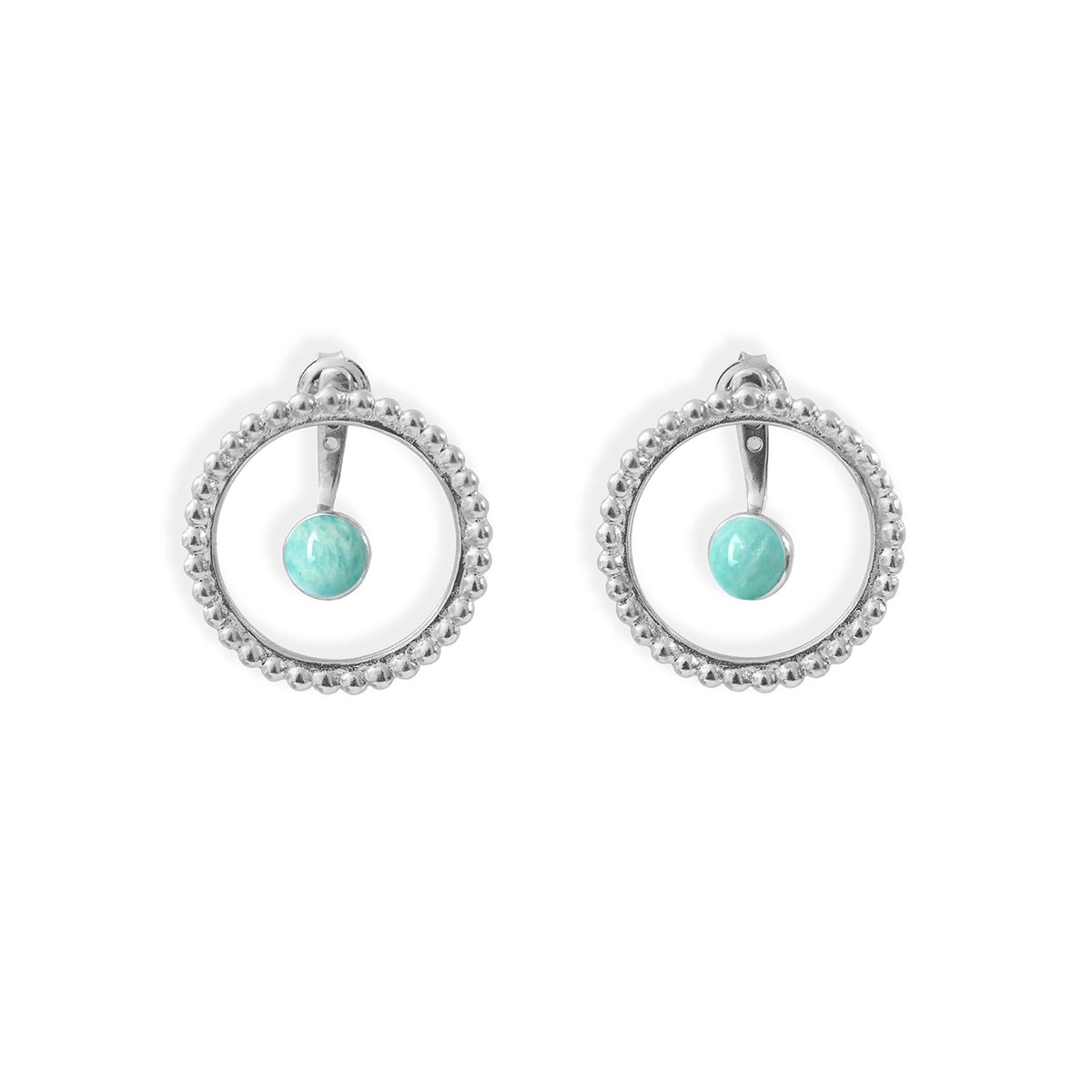 Boucles Cercles De Perles et Amazonite - vue 3