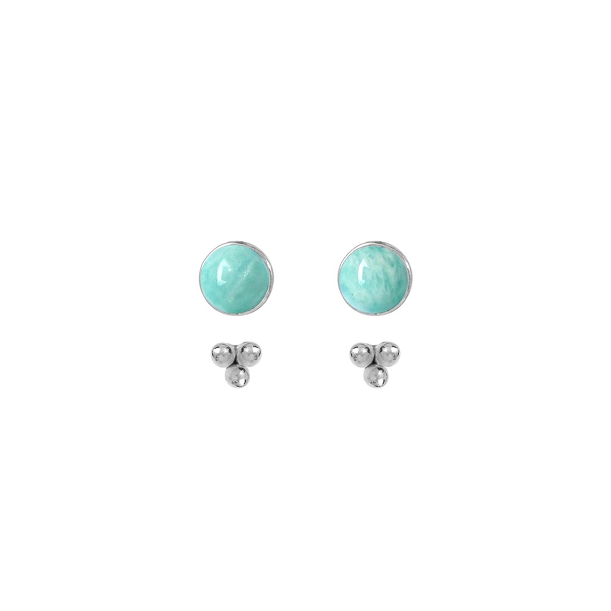 Puces Chloé Amazonite et Dessous d'Oreilles 3 Perles - vue 5