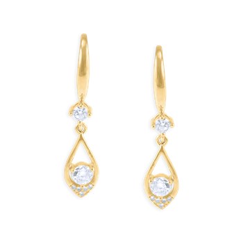 Vergulde bungelende oorbellen met zirkoonoxiden