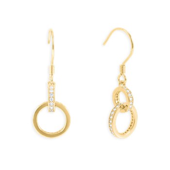 Vergulde bungelende oorbellen met zirkoonoxiden