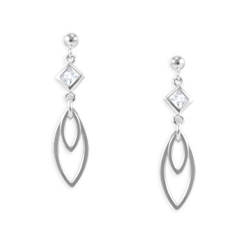 Rhodium-plated 925 sterling silver pendant earrings with zirconium oxide