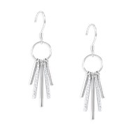 Boucles d'oreilles pendantes en argent 925 rhodié avec oxydes de zirconium