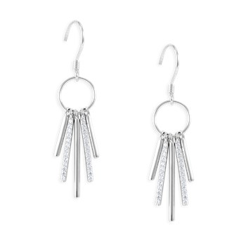 Rhodium-plated 925 sterling silver pendant earrings with zirconium oxides