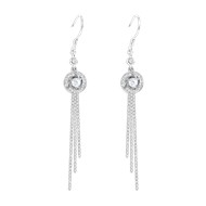 Boucles d'oreilles pendantes en argent 925 rhodié avec oxydes de zirconium