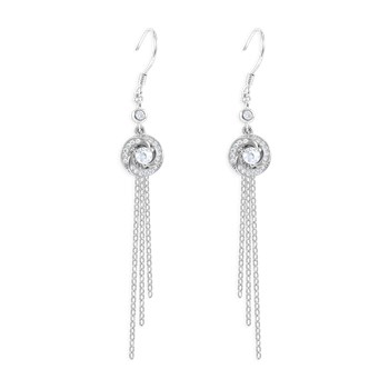 Rhodium-plated 925 sterling silver pendant earrings with zirconium oxides