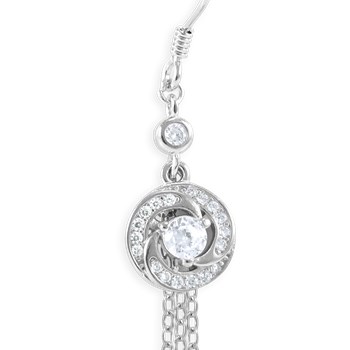 Rhodium-plated 925 sterling silver pendant earrings with zirconium oxides