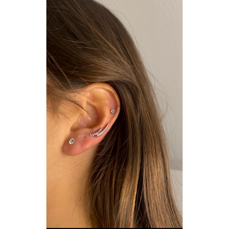 Piercing oreille en acier chirurgical avec barrettes de strass - vue 2