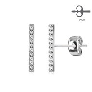 Boucle d'oreille barre droite 10 strass