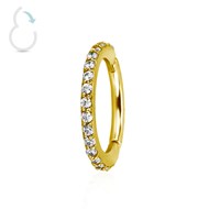 Anneau clicker plaqué or et cristaux de Swarovski griffés 8mm