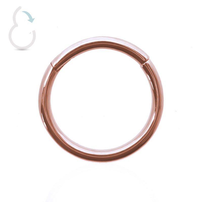 Piercing anneau clicker plaqué or rose ouverture manuelle 6mm