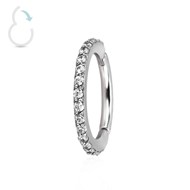 Anneau clicker acier et cristaux de Swarovski griffés 10mm