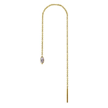 Gold-plated dangling earring with zirconium oxide rhombus