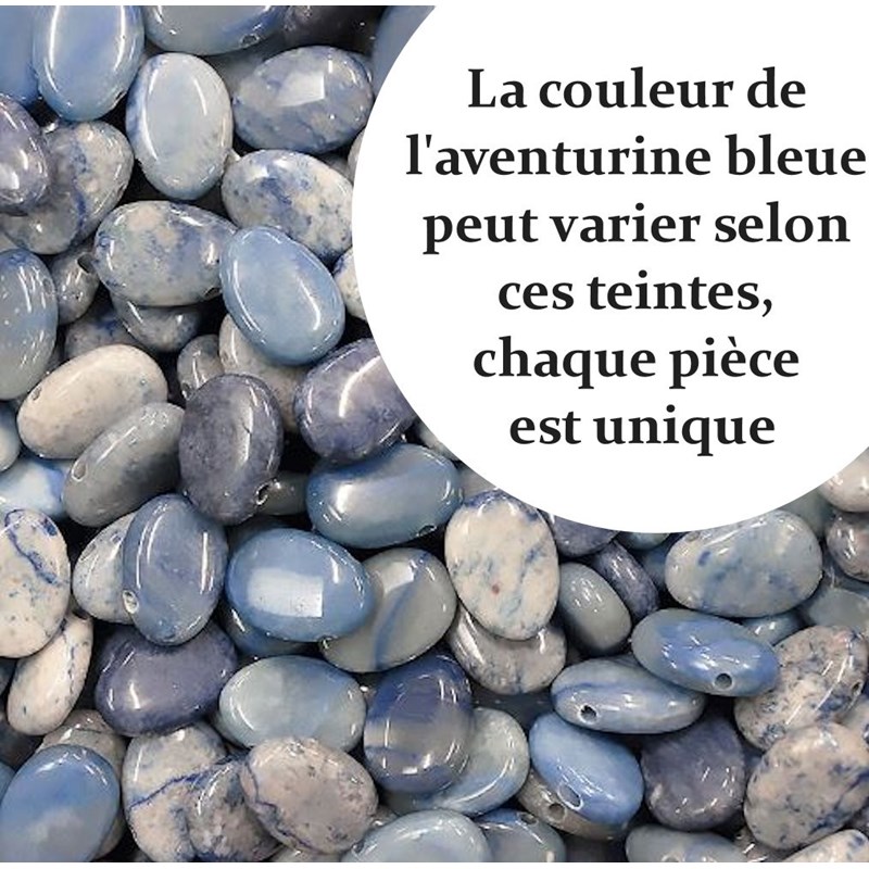 Collier pierre naturelle aventurine couleur bleue et blanche Argent 925 Rhodié - vue 2
