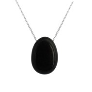 Collier pierre naturelle obsidienne noire Argent 925 Rhodié