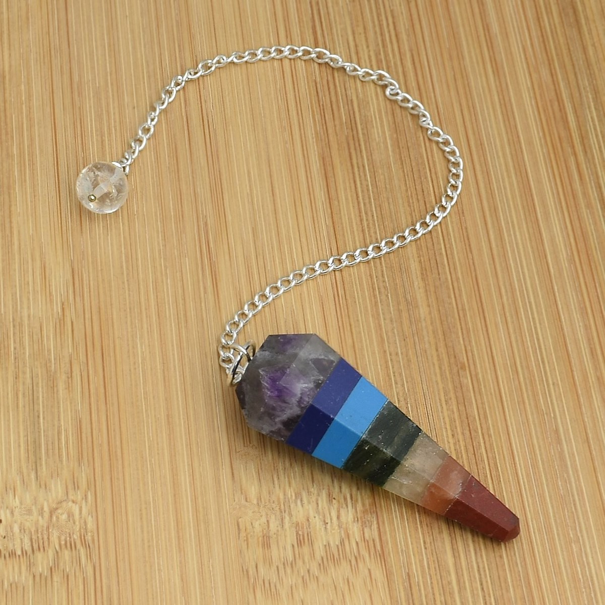 Pendule hexagonal 7 CHAKRAS perle à facettes - vue 4