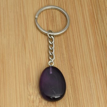 Porte-clés pierre naturelle Améthyste argenté