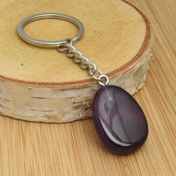 Porte-clés pierre naturelle Améthyste argenté