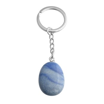 Porte-clés pierre naturelle Aventurine bleue argenté