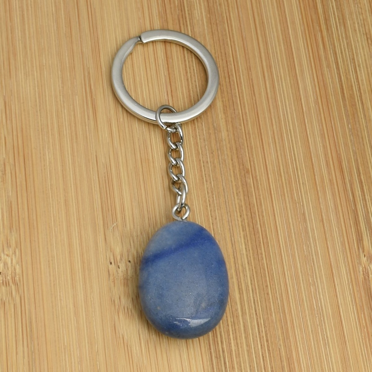 Porte-clés pierre naturelle Aventurine bleue argenté - vue 2