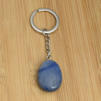 Porte-clés pierre naturelle Aventurine bleue argenté