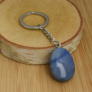 Porte-clés pierre naturelle Aventurine bleue argenté