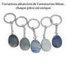 Porte-clés pierre naturelle Aventurine bleue argenté - vue V4