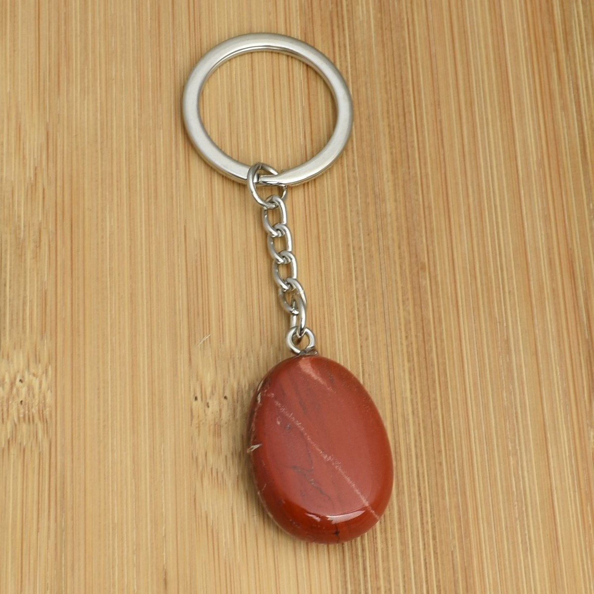 Porte-clés pierre naturelle Jaspe rouge argenté - vue 2