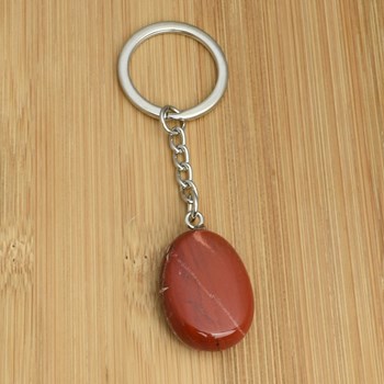 Natural stone keyring Silver Red Jasper