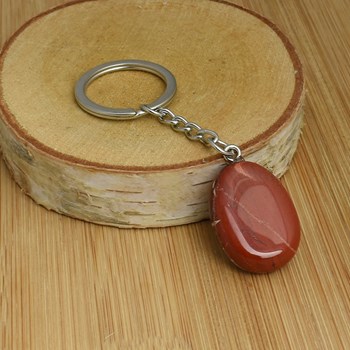 Natural stone keyring Silver Red Jasper