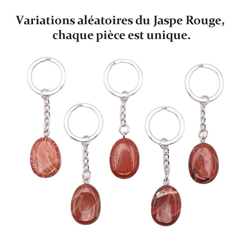 Porte-clés pierre naturelle Jaspe rouge argenté - vue 4