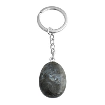 Silver Larkvite natural stone key ring
