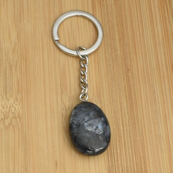 Silver Larkvite natural stone key ring