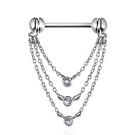 Bijou de piercing acier pendentif pour le téton avec brillants Swarovski
