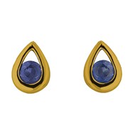 Boucles d'oreilles Brillaxis saphir et gouttes
en or jaune 18 carats