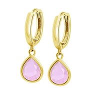 Boucles d'oreilles Créole Lotus Silver Solitaire_x000D_
goutte rose et doré
