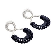 Boucles d'oreilles Agatha Twiggy argentées_x000D_
cuir bleu foncé