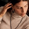 Boucles d'oreilles Agatha Twiggy argentées_x000D_
cuir bleu foncé - vue V2