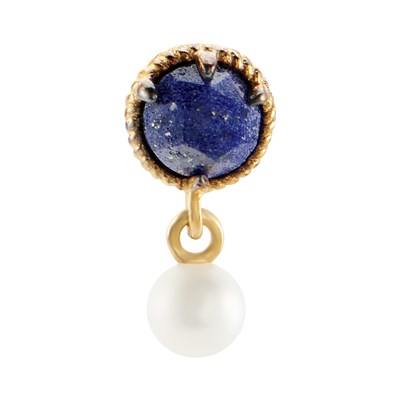 Boucle D'Oreille Argent 835 Seule – Pendentif Pierre Bleue Vintage
