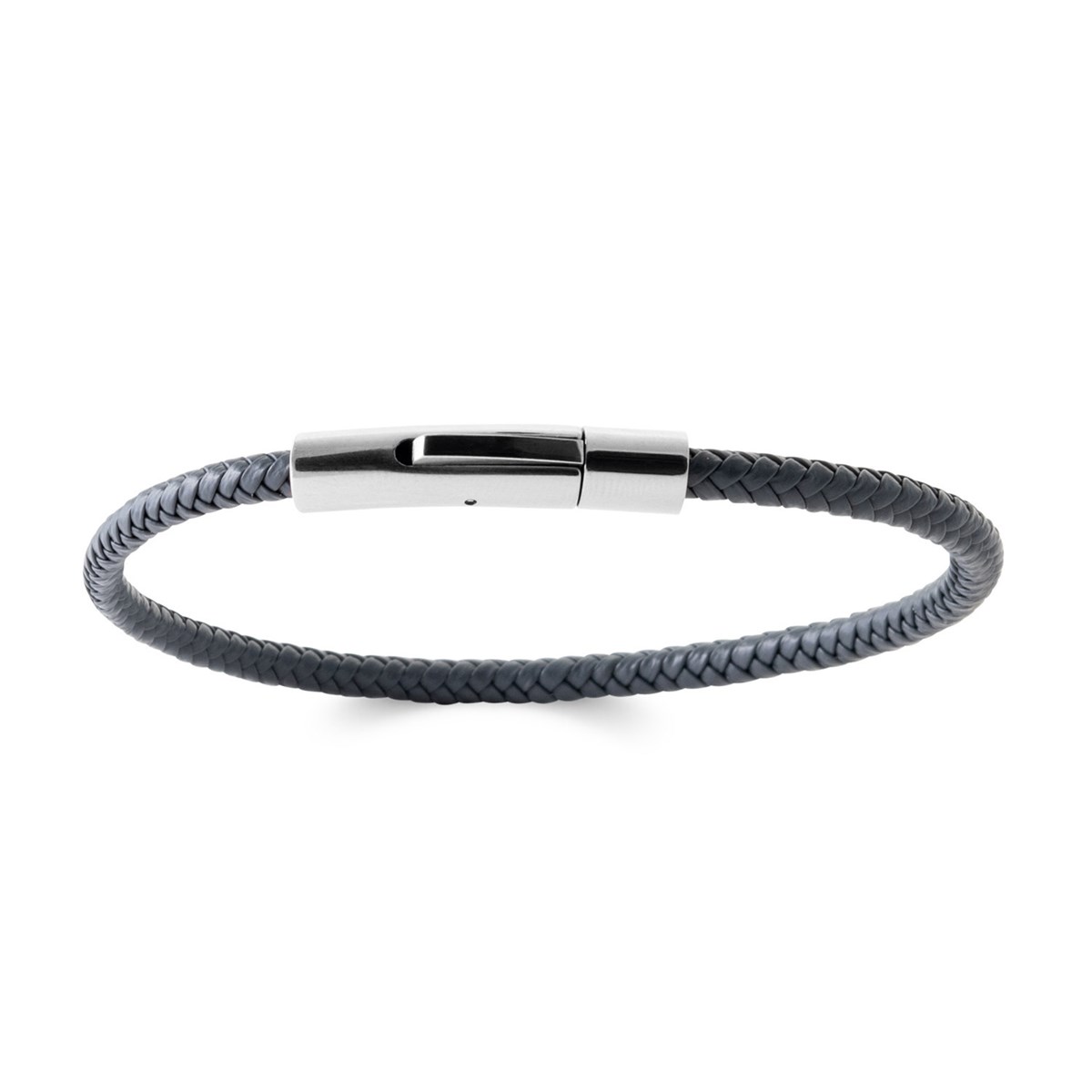 Bracelet Brilllaxis cuir gris et acier 19 cm - vue 3