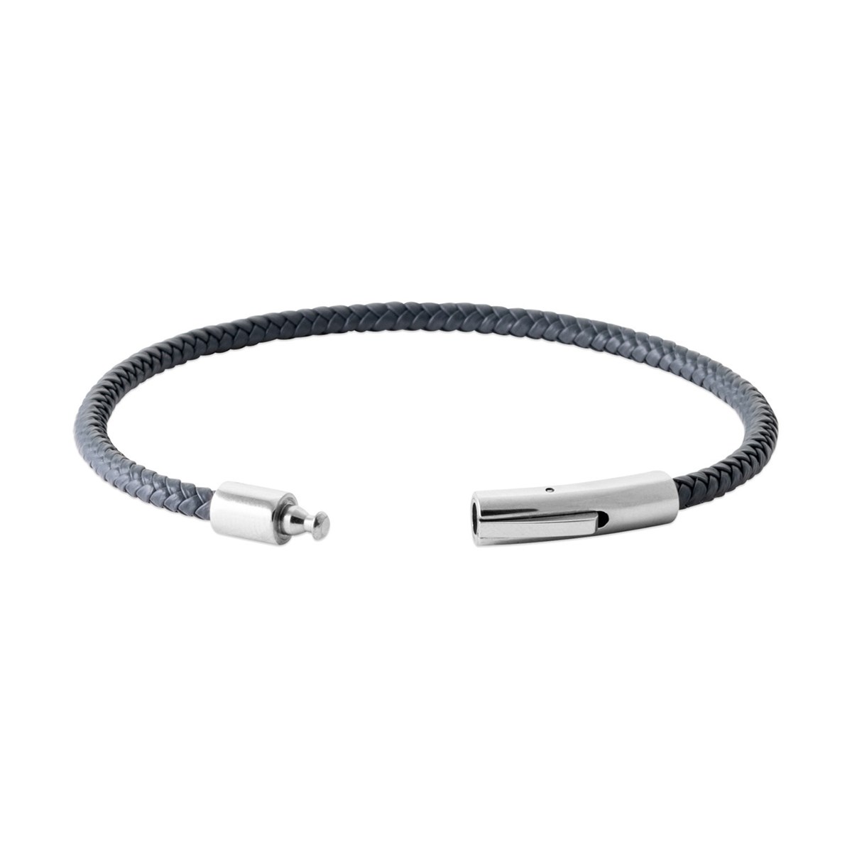 Bracelet Brilllaxis cuir gris et acier 19 cm - vue 4