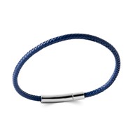 Bracelet Brillaxis cuir bleu et acier