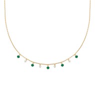 Collier Brillaxis plaqué or pampilles oxydes
verts et blancs 45 cm