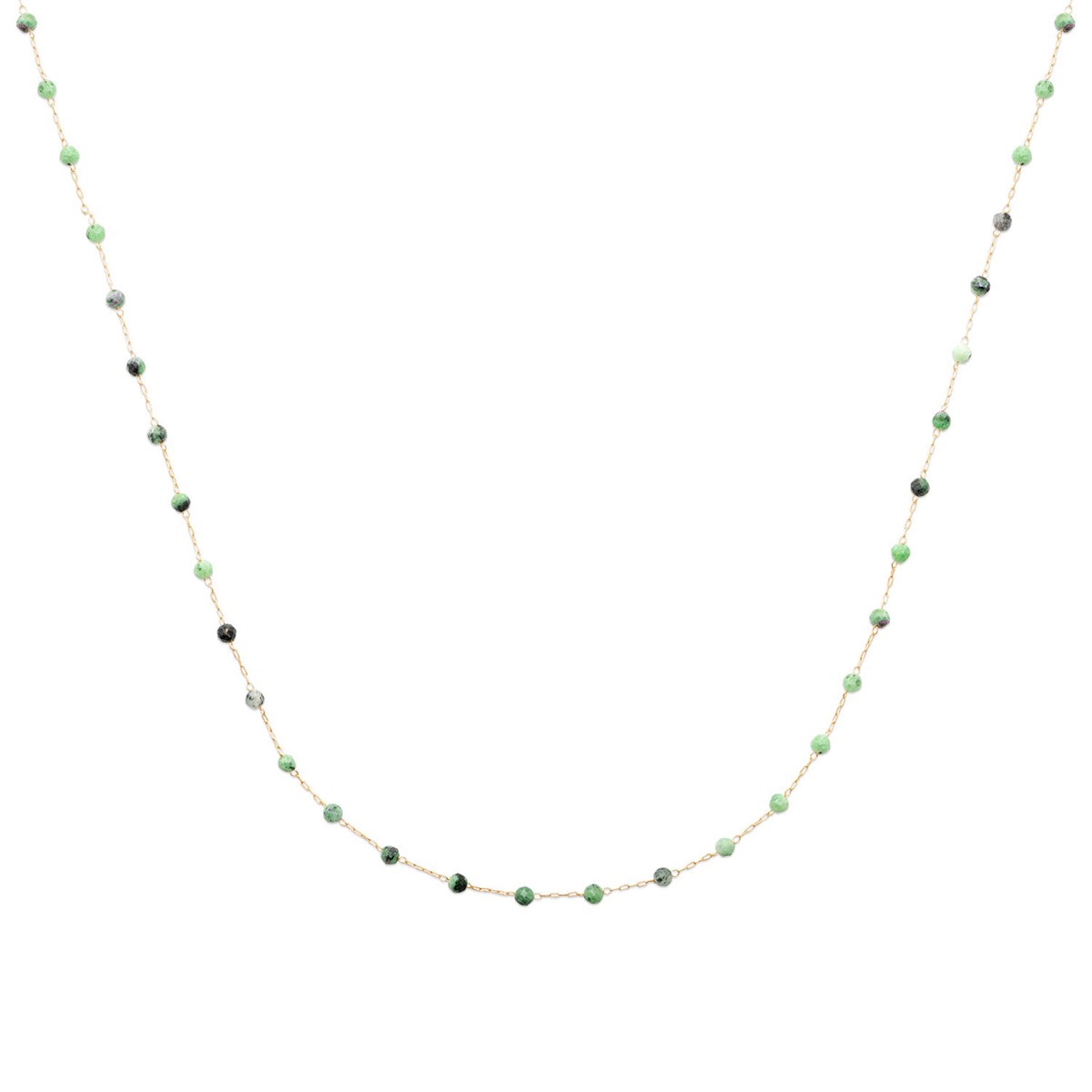 Collier Brillaxis perles de rubis zoisite