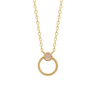 Collier Brillaxis plaqué or et quartz rose